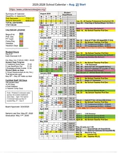 Underwood Community School District calendar